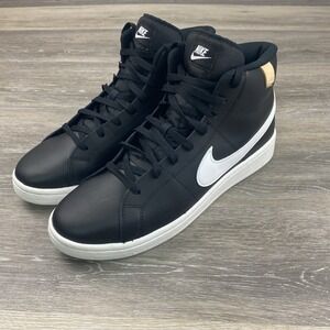 Nike Mens Sz 12 Court Royale 2 Mid White Black Casual Basketball CQ9179 001